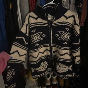 Vintage Wool Aztec Sweater Zip Up